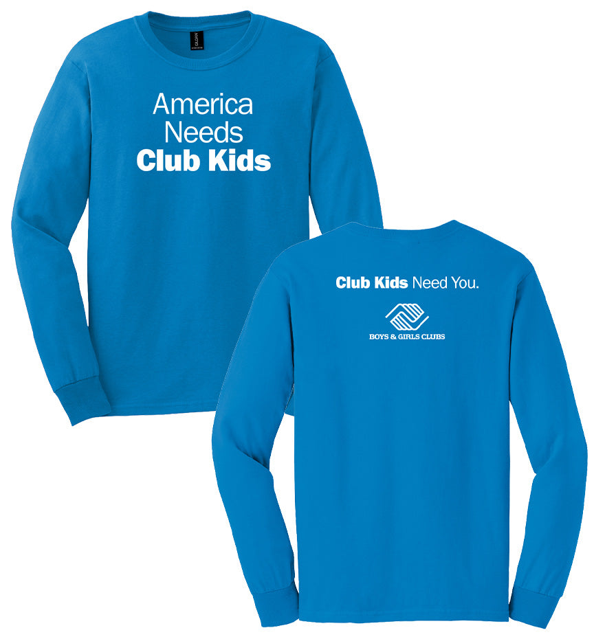 America Needs Club Kids Long Sleeve T-Shirt - Sapphire Blue