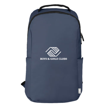 Malmo rPET Waterproof Zippered 15-Inch Laptop Backpack - Navy