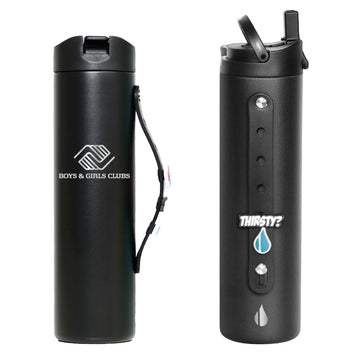 Elemental 20oz. Iconic Charm Bottle w/ Drinking Spout and Straw - Black