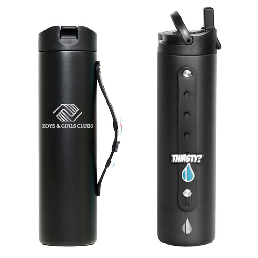 Elemental 20oz. Iconic Charm Bottle w/ Drinking Spout and Straw - Black