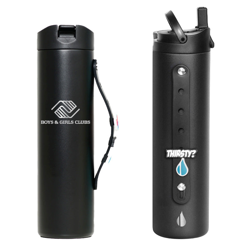 Elemental 20oz. Iconic Charm Bottle w/ Drinking Spout and Straw - Black