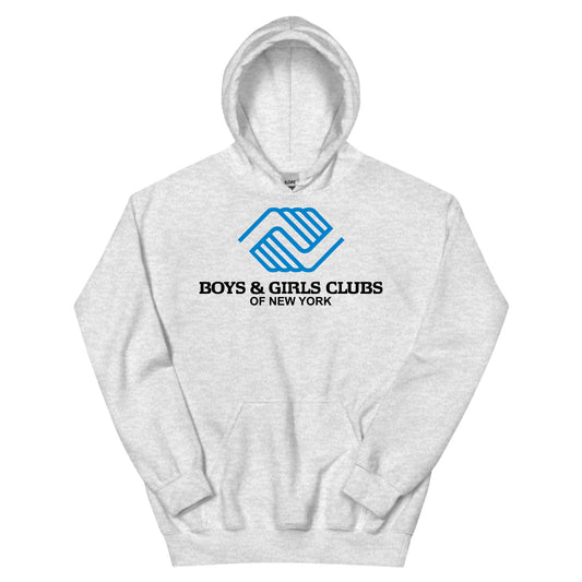 Light gray hooded sweatshirt with the Boys & Girls Clubs of New York logo centered on the front.