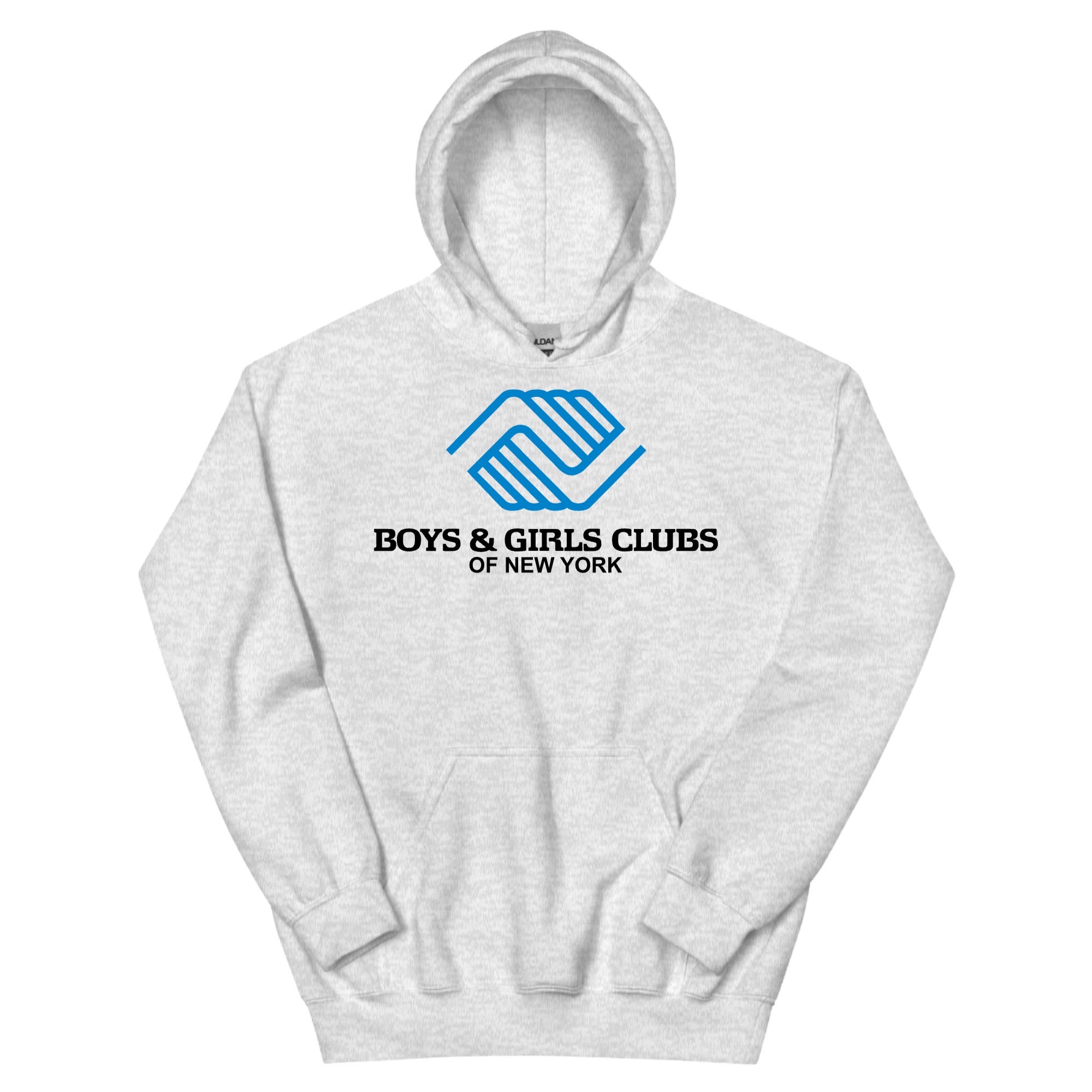 Light gray hooded sweatshirt with the Boys & Girls Clubs of New York logo centered on the front.