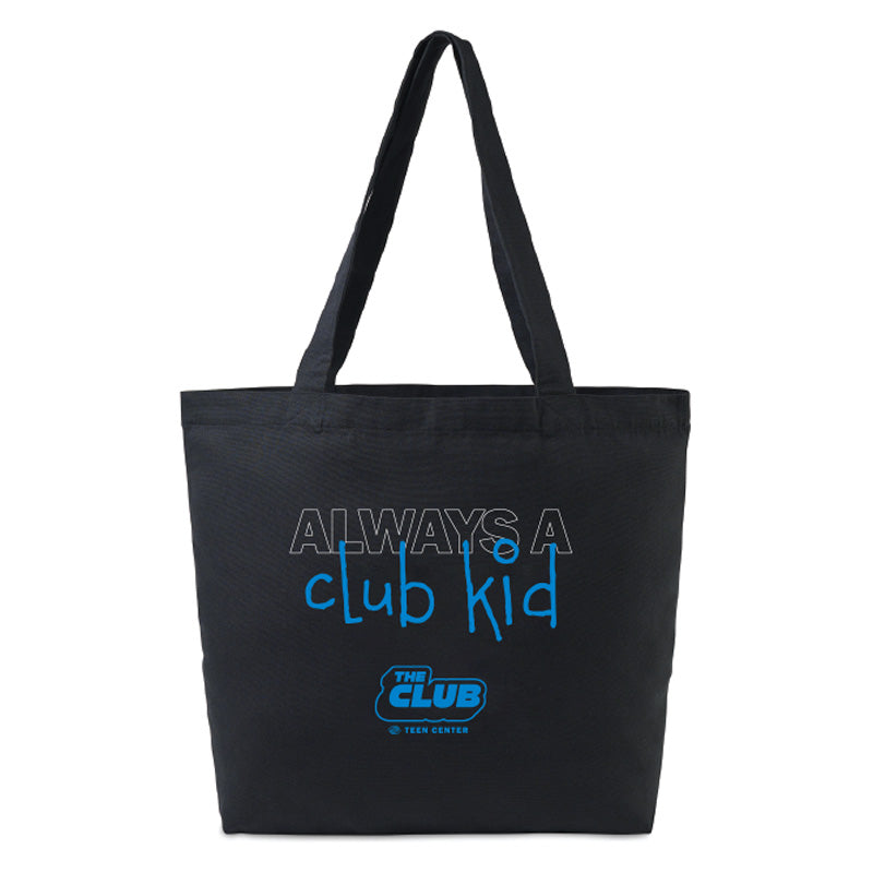 Always A Club Kid Shopper Tote Bag with Interior Zip Pocket - Black