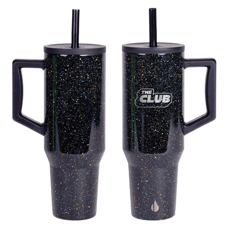 Elemental 40 oz Commuter Tumbler With Handle and Straw - Black Speckle