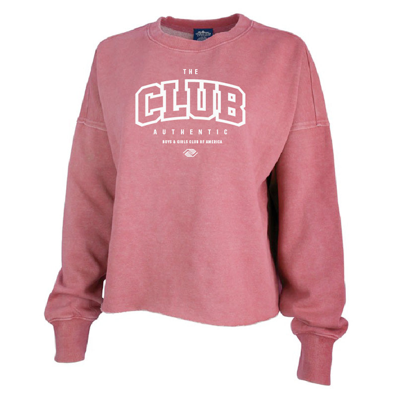 The Club Authentic Women&#39;s Distressed Boxy Sweatshirt - Washed Red