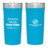 Blue tumbler with stainless steel lid featuring “America Needs Club Kids” on one side and Boys & Girls Clubs of America logo on the other.