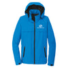 Front view of a bright blue hooded waterproof jacket with black zippers and a white Boys & Girls Clubs logo on the left chest.