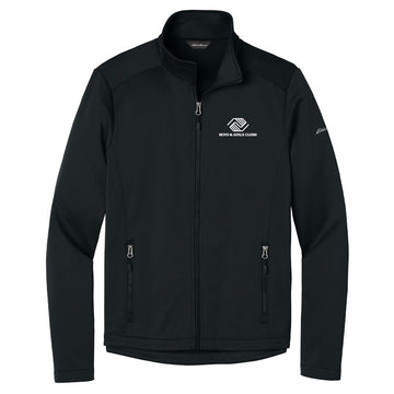 Front view of Eddie Bauer women’s smooth mid-layer black fleece full-zip jacket with Boys & Girls Clubs logo on the left chest and Eddie Bauer branding on the right sleeve.