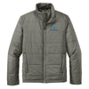 Front view of grey puffer jacket with zip closure and Boys & Girls Clubs logo on the left chest, displayed on a white background.