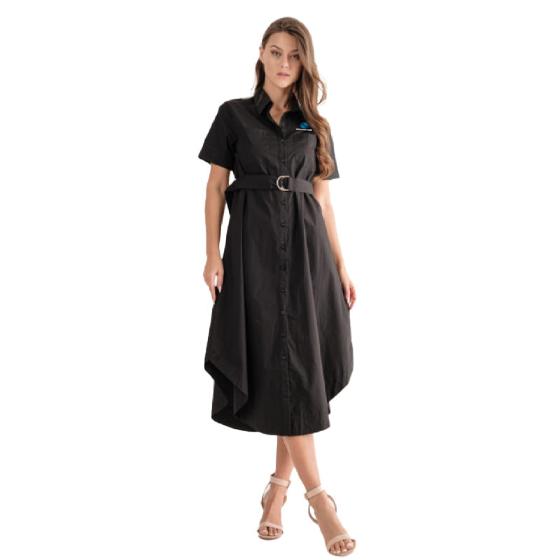 Short Sleeve Dress with Belt - Black