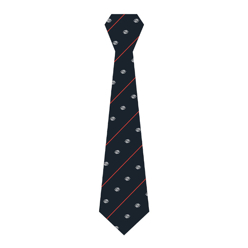 Woven Tie - Navy with Red Stripe