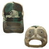 Front and back view of camouflage and tan mesh trucker hat featuring Boys & Girls Clubs logo and adjustable snapback closure.