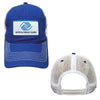 Front and back view of royal blue and white mesh trucker hat with Boys & Girls Clubs logo and adjustable snapback closure.