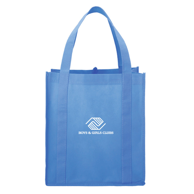 Hercules Non-Woven Grocery Tote - Process Blue with White Logo