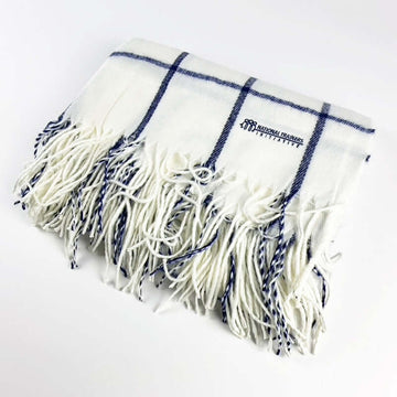 NTI Fringed Throw Blanket - White/Navy