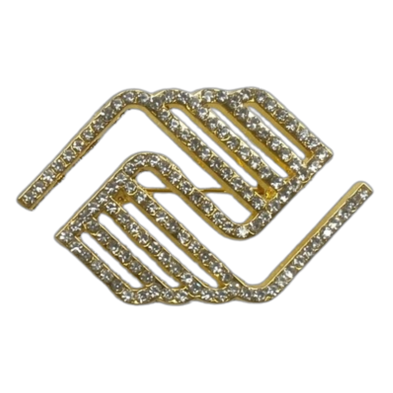 2" Crystal Lapel Pin - Gold