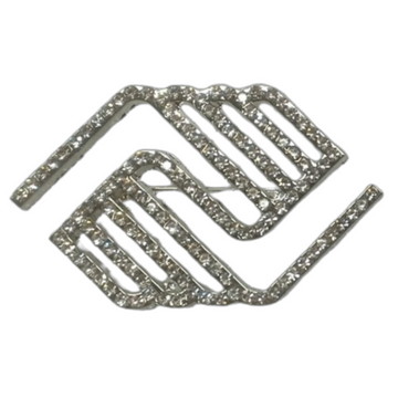 2" Crystal Lapel Pin - Silver
