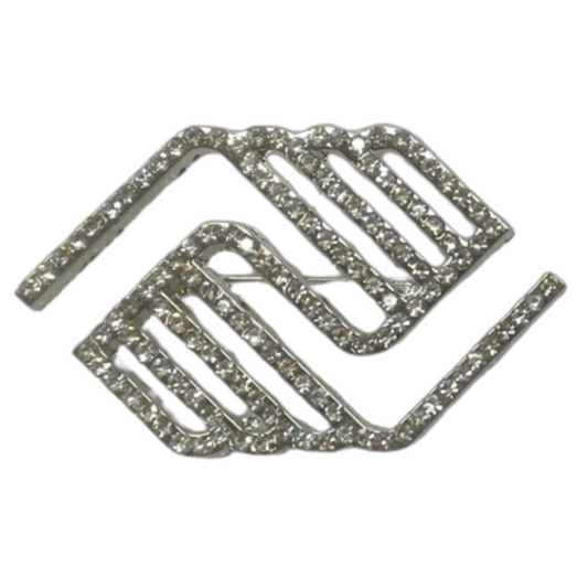 2" Crystal Lapel Pin - Silver