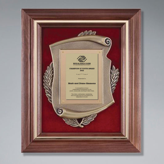 Champion of Youth Plaque with Walnut Frame