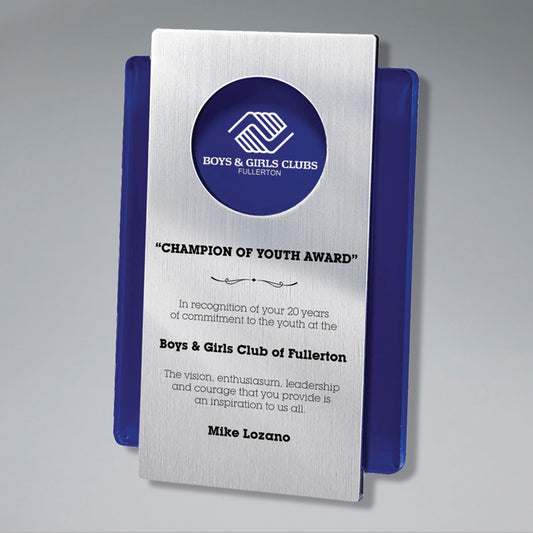 Champion of Youth Plaque with Blue Backer